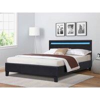 Comfy Living Ltd Faux Leather Modern Gas Lift Ottoman Bed Frame With LED in Black | Size: Single