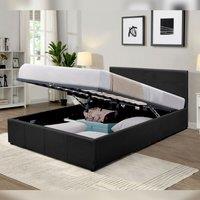 Comfy Living Ltd Faux Leather Storage Ottoman Bedframe in Black | Size: Small Double