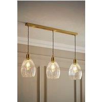 ValueLights Cheltenham Clear Ribbed Glass Dome 3 Drop Bar Diner Ceiling Light in Gold