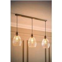 ValueLights Cheltenham Ribbed Glass Dome 3 Drop Bar Diner Ceiling Light with Bulbs in Silver