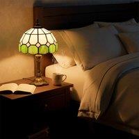 HOMCOM Tiffany-Style Table Lamp for Bedroom, Bulb not Included in Green