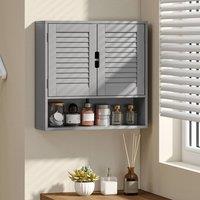 HOMCOM Bathroom Cabinet, Wall Mounted Cabinet with Adjustable Shelves in Grey | Size: W600mm x H600mm