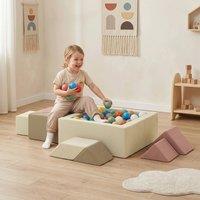 AIYAPLAY 9 Pieces Soft Play Sets with Tangram Play, Removable Cover in Cream | Size: 80 cm x 80 cm