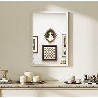HOMCOM 60x40cm Wall Bathroom Mirror for Home Decor, Vanity Mirror, White | Size: 40 cm x 60 cm