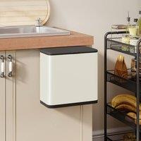 HOMCOM Hanging Kitchen Bin, Rubbish bin w/ Stay-Open Lid for Under Sink in Cream