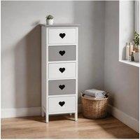 Home Source Heartswood 5 Drawer Chest Storage Unit Bedroom Office Organiser Wooden in White