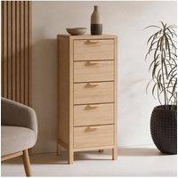 Home Source Freya 5 Drawer Storage Unit Chest Bedroom Office Organiser Wooden in Brown
