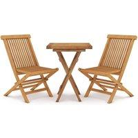 Berkfield Home 3 Piece Garden Dining Set Solid Wood Teak in Brown