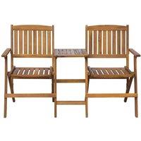 Berkfield Home Folding Garden Bench with Tea Table 140 cm Solid Acacia Wood in Brown