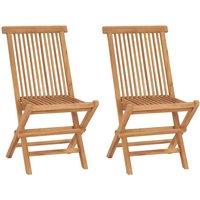Berkfield Home Folding Garden Chairs 2 pcs Solid Teak Wood in Brown