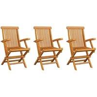Berkfield Home Garden Chairs 3 pcs Solid Teak Wood in Brown