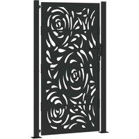 Berkfield Home Garden Gate Black 105x180 cm Steel Flame Design