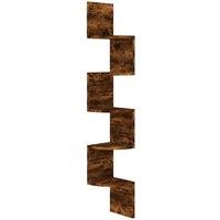 Berkfield Home Wall Corner Shelf Smoked Oak 19x19x123 cm Engineered Wood in Brown | Size: 19 x 19 x 123 cm