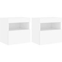 Berkfield Home TV Wall Cabinets with LED Lights 2 pcs White 40x30x40 cm | Size: 40 x 30 x 40 cm