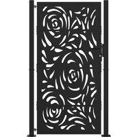Berkfield Home Beautiful Garden Gate Black 105x180 cm Steel Flame Design