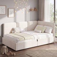 Merax Modern 3ft Single Velvet Ottoman Daybed with Reversible Corner Design in Beige