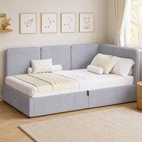 Merax Modern 3ft Single Velvet Ottoman Daybed with Reversible Corner Design in Grey