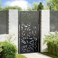 Berkfield Home Garden Gate Black 105x180 cm Steel Flame Design