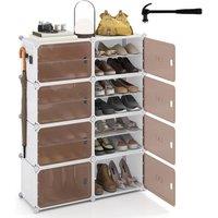 Gymax 8-Tier Plastic Shoe Cabinet 32 Pair Shoe Rack With Removable Shelves in White