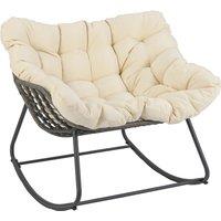 Costway Outdoor Rocking Chair Oversized Patio PE Wicker Egg Chair in Beige