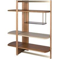Angel Cerda Smoked-Glass Shelving Unit with Gold Details & Lacquered Finish in Walnut | Size: Large