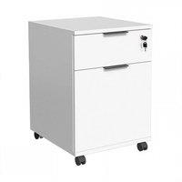 ERGOVEXA White 1 Door 1 Drawer Mobile Office Cabinet Mobile Wheel Storage