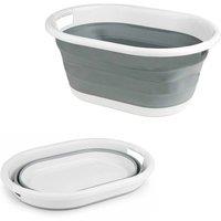 Havendro Space-Saving Folding Laundry Basket in Grey
