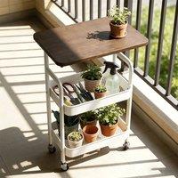 VOGREX White 3 Tier Rolling Storage Trolley Cart Kitchen Utility Rack UK