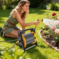 EONLION Hose Reel + 30M/100FT Hose Garden Hose Reel Storage Water Pipe in Yellow | Size: 100g