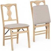 Kelvenix Set of 2 Folding Dining Chairs in Beige | Size: 0.6m2