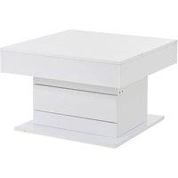 ERGOVEXA Rotating Lift Top Coffee Table with Drawer Hidden Compartment Storage in White