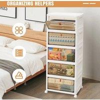EONLION 5 Tier Plastic Storage Drawers Box Tower in White | Size: 500mm