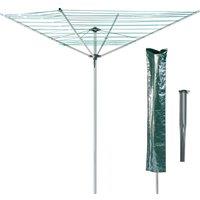 Havendro Rotary Airer 4 Arm 50m Garden Washing Line Clothes Dryer Folding in Silver