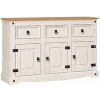 Hinsinc White Mexican Style 3 Door 3 Drawer Pine Sideboard | Size: 0.6m2