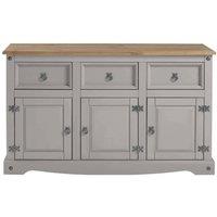 Hinsinc Grey Mexican Style 3 Door 3 Drawer Pine Sideboard | Size: 0.6m2