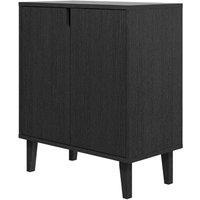 Hinsinc 2 Doors Cabinet Black-Wood Sideboard Storage Cabinet in Black | Size: 0.6m2