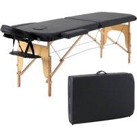 Hinsinc Black, 60cm Width 2 Section Wood- Folding Massage Table in Black