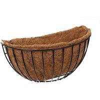 VOGREX 16in Pre Lined Wall Hanging Flower Trough Outdoor Plant Basket in Black