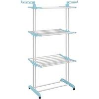 VOGREX Oversized 4-Tier Collapsible Laundry Rack 3 Retractable Trays in Blue