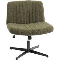 VOGREX Green Teddy Fleece Criss Cross Armless Office Chair Without Wheels
