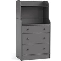 VOGREX Grey 3-Drawer Dresser Storage Organizer With Open Shelves