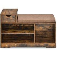 VOGREX Brown Entryway Shoe Storage Bench Removable Cushion