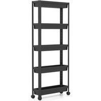 VOGREX Slim 5-Tier Space Saving Rolling Storage Cart in Black