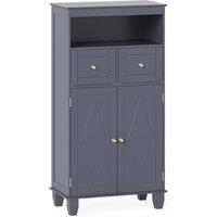 VOGREX Grey Wide Bathroom Cabinet 2 Doors 2 Drawers Adjustable Shelves
