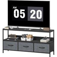 VOGREX Black TV Console 3 Foldable Linen Drawers