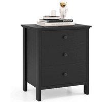 VOGREX Black 3-Tier Wooden Side Cabinet Coffee Telephone Table