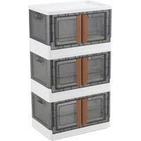 KORVIXA 3 Pack Dual Doors Collapsible Storage Bins in Grey | Size: 500mm