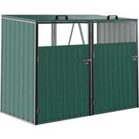KORVIXA Steel Double Bin Wheelie Bin Storage in Green | Size: 0.6m2