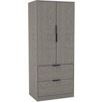 KORVIXA Cedar Grey 2 Door 2 Drawer Minimalist Bedroom Wardrobe Storage | Size: 0.6m2