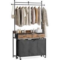 VOGREX 150L 3 Section Laundry Sorter Hamper with 2 Drawers Space Saving in Black